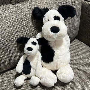 Jellycat Bashful Black And Cream Puppy Dog 12 and 8